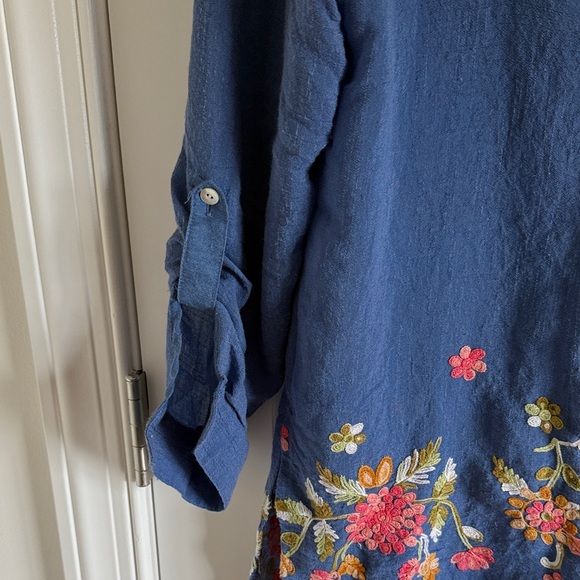 Anthropologie Fig & Flower Embroidered Gauzy Floral Tunic Top Size Small - Picture 4 of 7